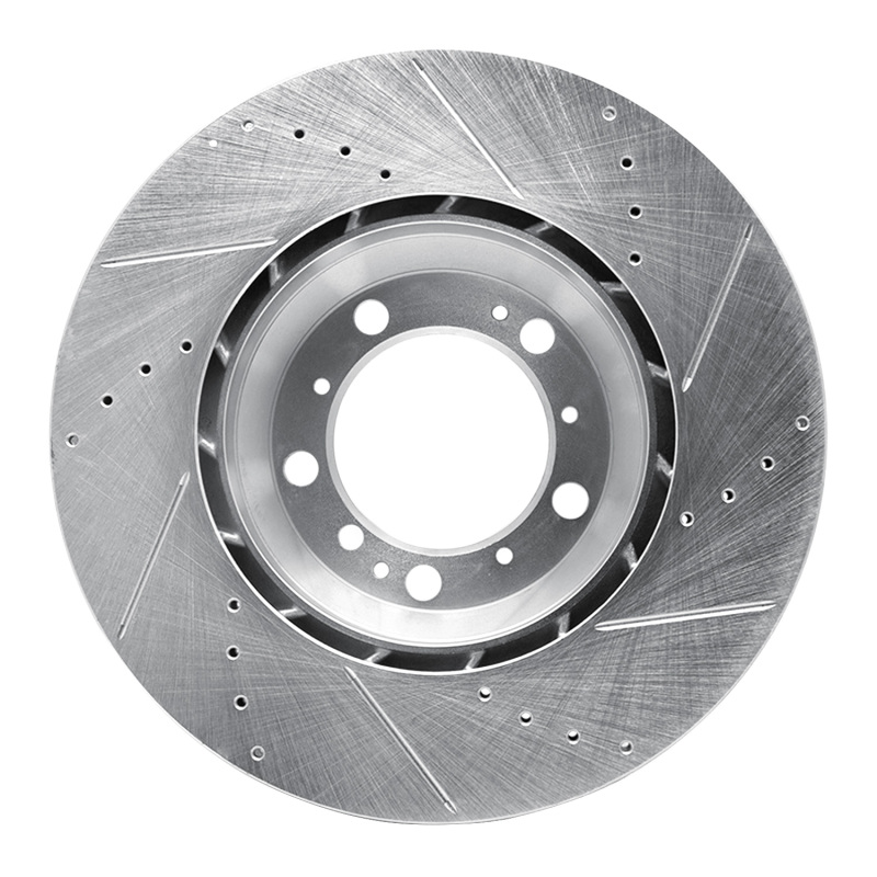 Porsche 911 Brake Rotor (1) - Left Rear - R1 Concepts - Drilled & Slotted - Silver - `99-`23